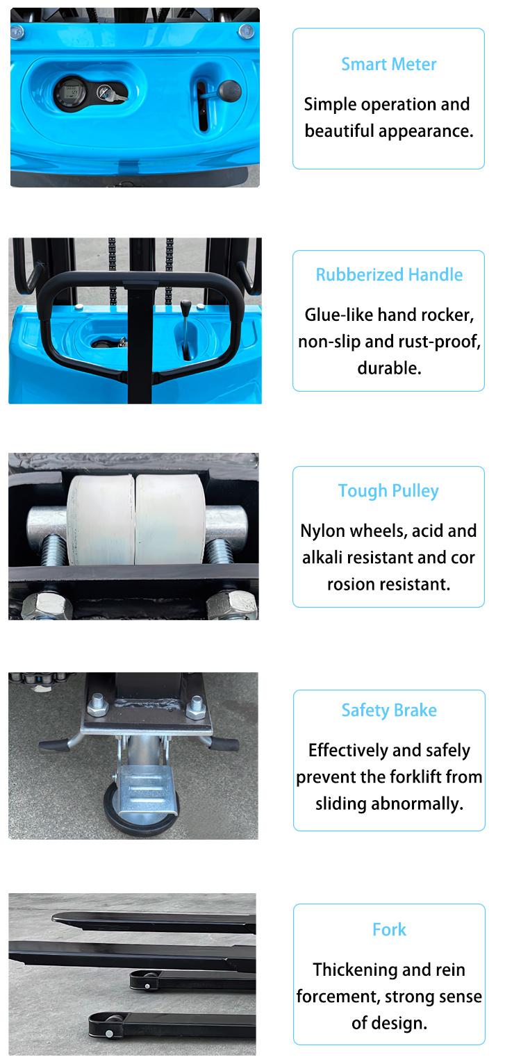 High Quality Small 2 Ton Semi-Electric Pallet Stacker 1500kg Semi-Electric Pallet Stacker