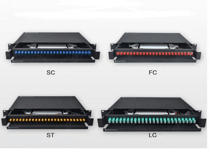 1U Easy Sliding Standard OS2 Fiber Patch Panel With SC UPC Adapters
