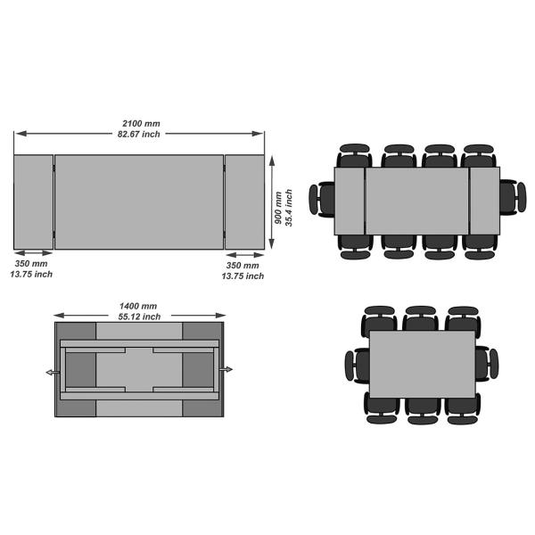 3D Printed Tempered Glass Dining Table 2.1 Meter Heat Resistant For 10 Seats
