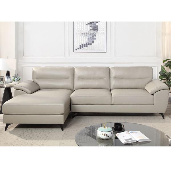 L-Shaped Sectional Sofa, Taupe Leatherette