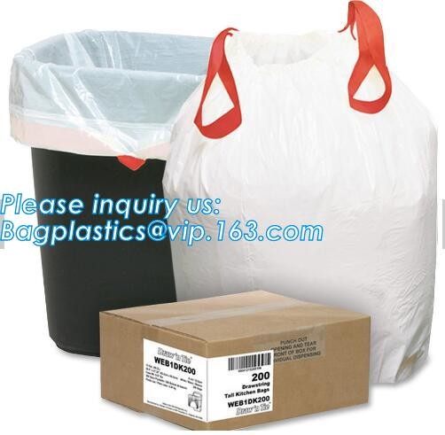 Tall Kitchen Drawstring Trash Bags,Reusable Trash Diaper Bag,gallon black drawstring, durable bin liners 1.2 mil, unscen
