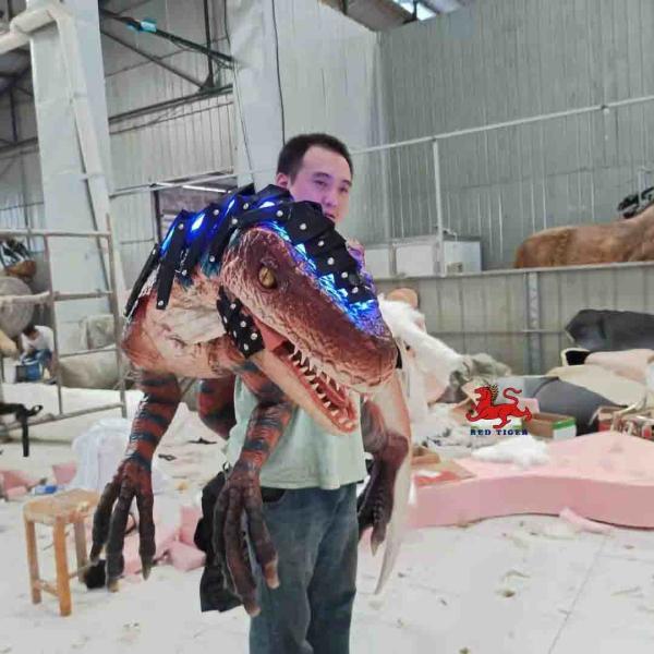 Handmade Soft Dino Hand Puppet Adult Age Raptor Hand Puppet