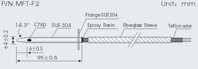 PT100 2 or 3 Wire Stainless Steel Temperature Probe with Fast Reaction For Gas Oven in Kitchen