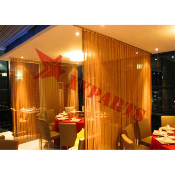 Gold Color Flexible Metal Coil Drapery Mesh For Hotel Room Hanging Divider