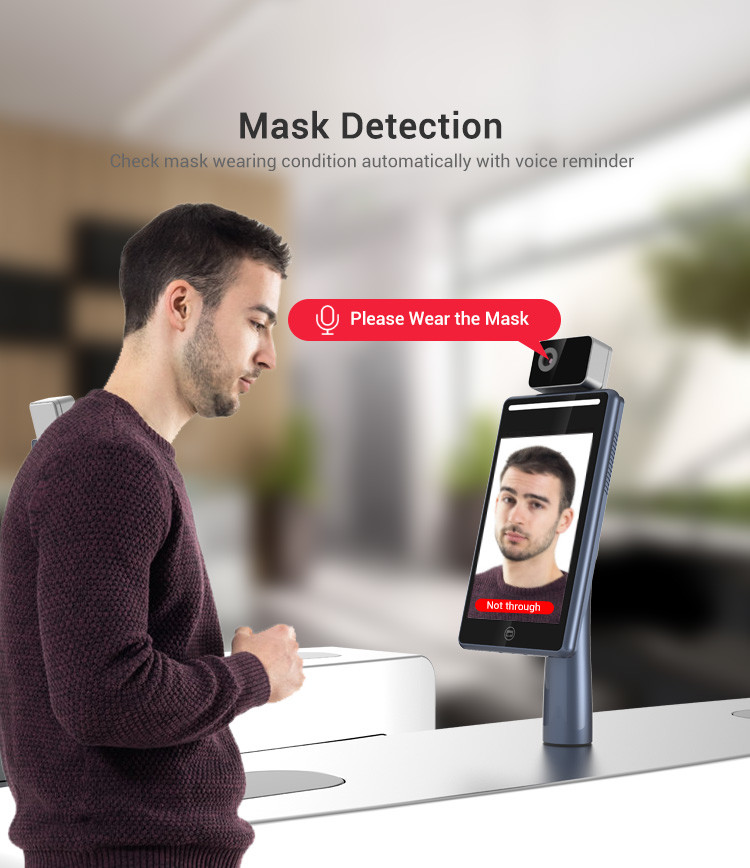 Yecon TR08D IPS Face Recognition Devices Biometric Temperature Scanner