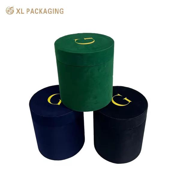 Quality XL Packaging Custom Packaging Box Factory Luxury Color Velvet Round Dry Flower Box Rose Gift Boxes Valentine'S Day Round Cylinder Packaging Velvet Flower Tube for sale