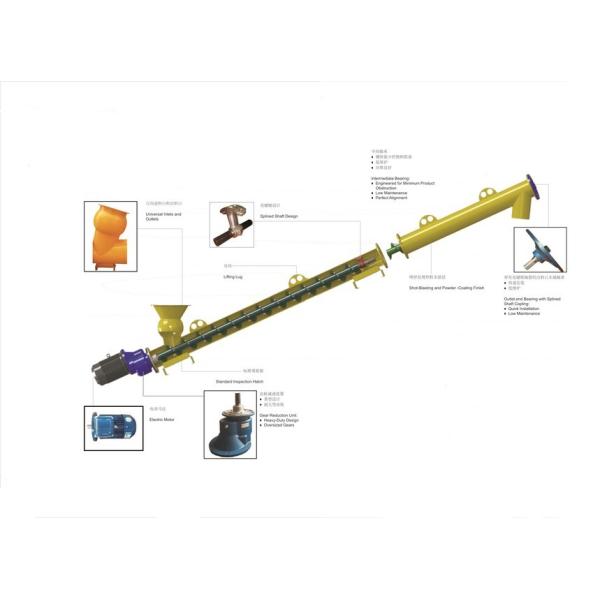 Professional Cement Screw Conveyor 219 With Motor / Horizontal Screw Conveyor
