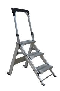 3 Steps Safety Aluminum Step Stool Ladder with Handle and Tool Tray