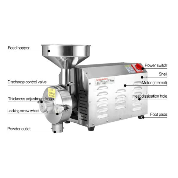 Accurate Grinding Industrial Grain Grinder Machine 220V With Adjustable Gap