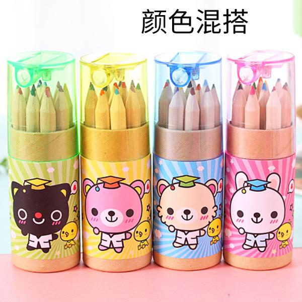 Pencil 12 Colored Pencils With Topper Sharpener Tube Packing Colorful Wooden Pencil