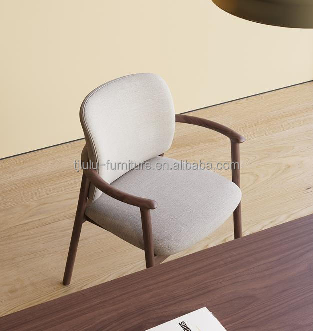 Home Furniture Luxury High End Nordic Solid Ash Wood Bent Backrest High Density Sponge Upholstered Arm Chair
