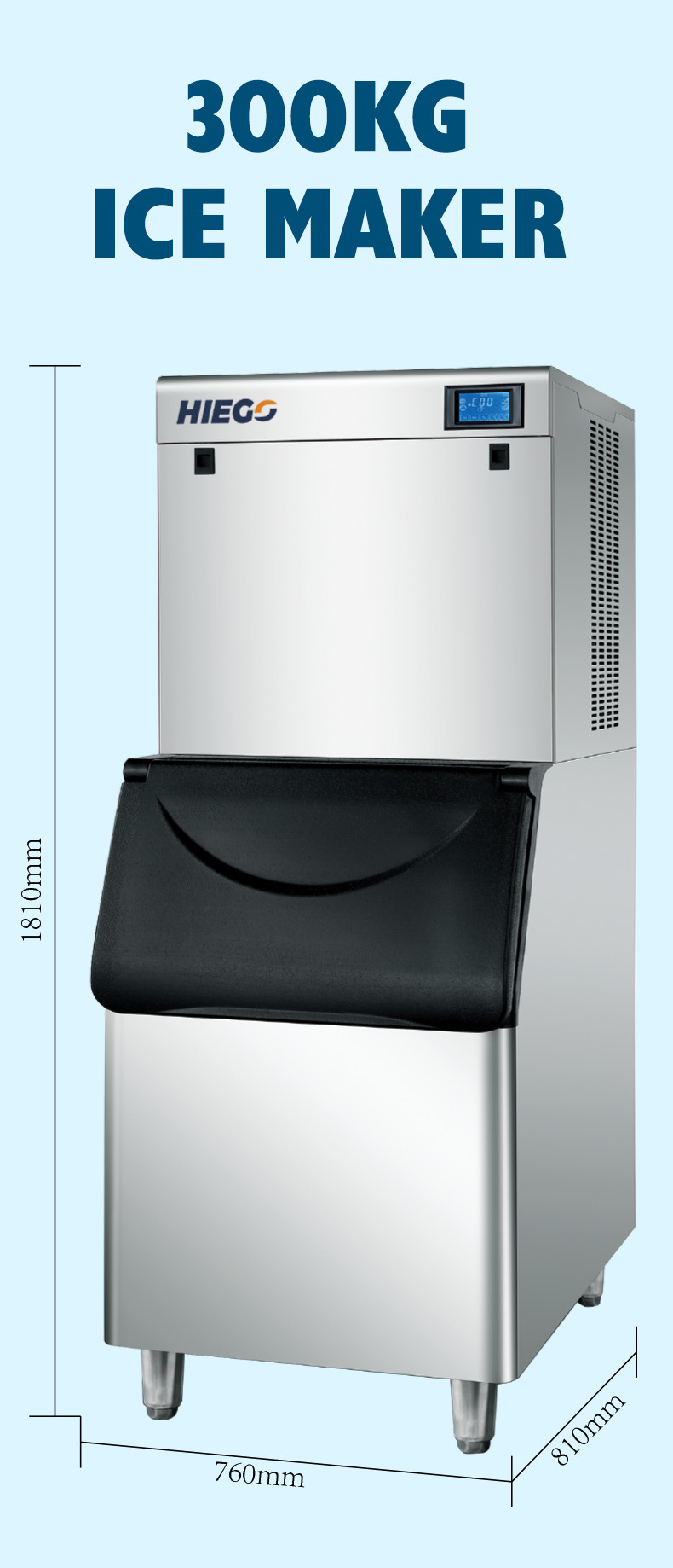 22mm Automatic Ice Machine 300kg Portable Ice Cube Maker R404a