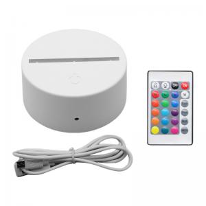 LED 7 Colors Change 3D White Round Shape Night Light Touch Control Lamp Base for Christmas