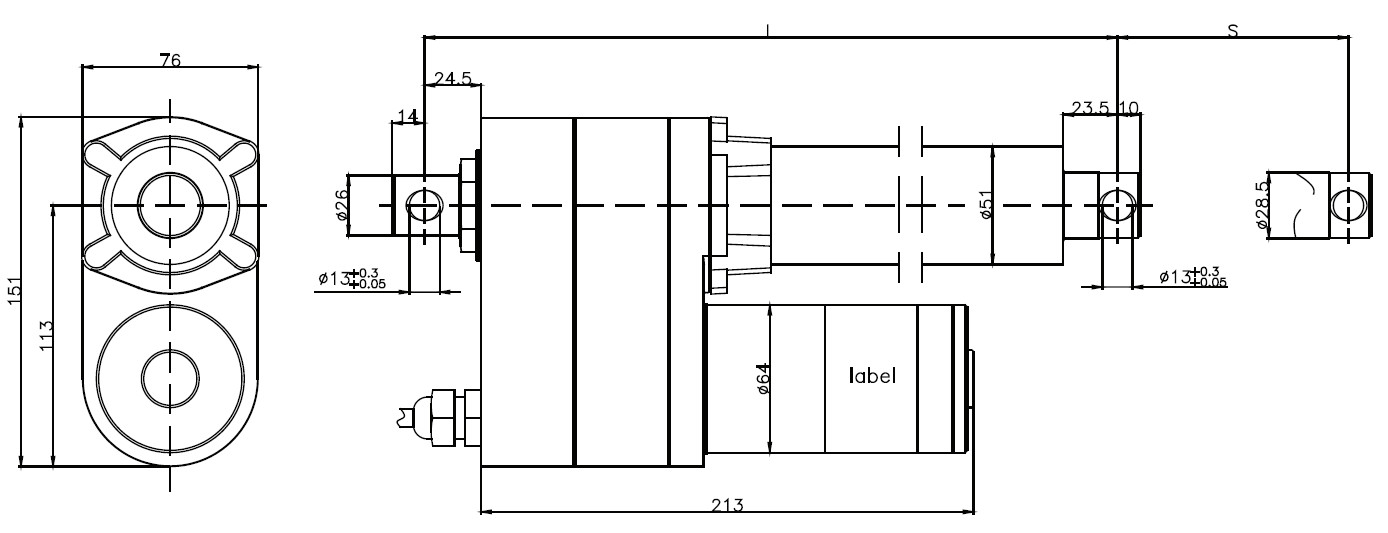 12v /24v dc precision and compact linear drive, IP65 (waterproof) , 7000N load