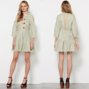 China 2018 Summer Clothes Women Ladies Pure Linen Fabric Dress Mini Summer wholesale