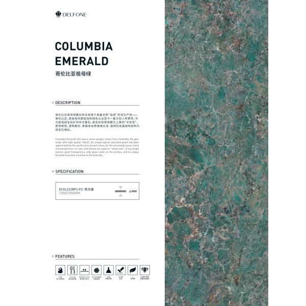 Green Colour Marble Slab Polished Granite Floor Tiles 6mm Thickness