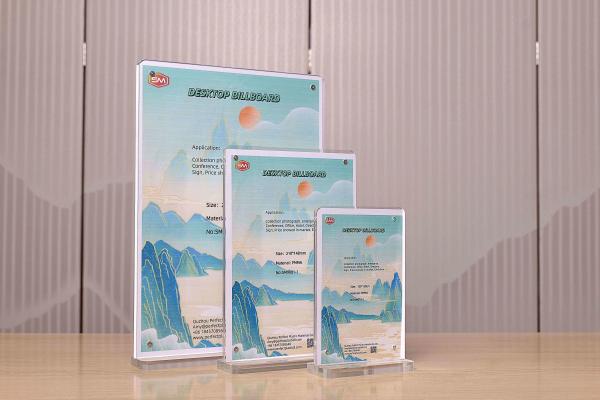 Quality A4 Horizontal Desktop T Shape Magnetic Acrylic Sign Holder for sale