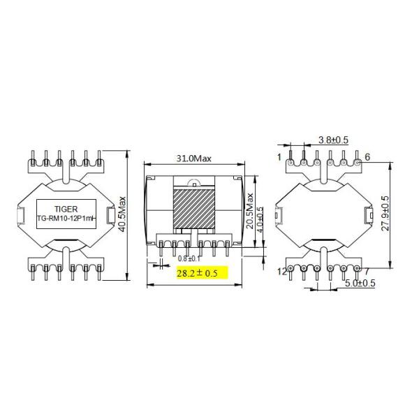 Electronic Magnetic High Frequency Transformer 750uH Inductance P4 RM10