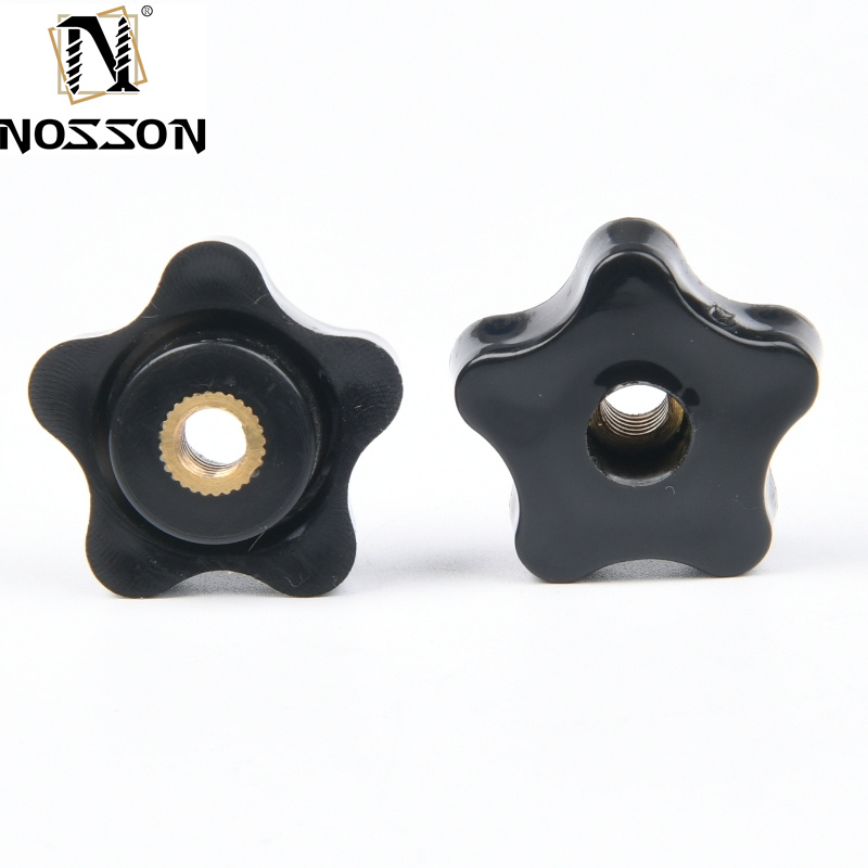 Custom M5 M6 M8 M10 M12 Plum Bakelite Hand Tighten Thread Star Nuts Handle with Metric Measurement System and BS Standard