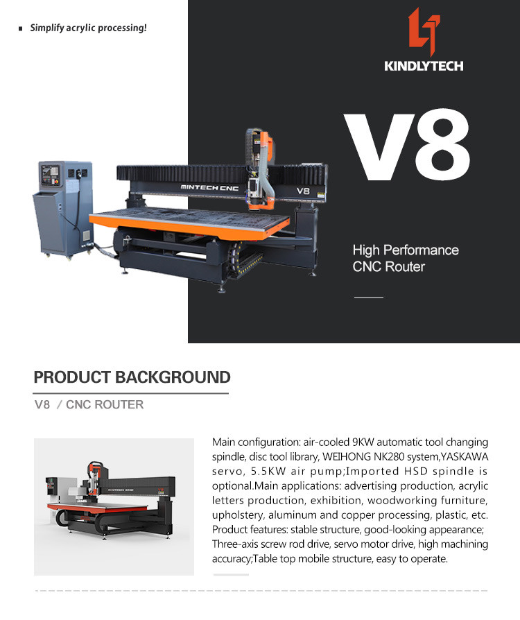 AC380V 9000W 3D CNC Wood Engraving Machine Rust Resistant