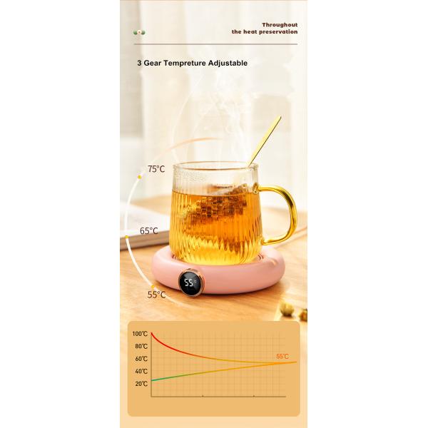 DC 5V USB Heating Warm Cup Mat Constant Temperature Coaster 3 Gear Digital Display Adjustment Timing Heater for Coffee M