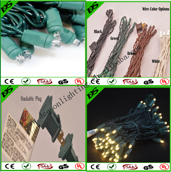 50 LED Warm White LED Christmas Lights on Brown Wire