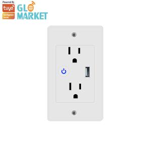 China Google Home Alexa Universal Tuya Wifi Smart Wall Socket With 1 Usb wholesale