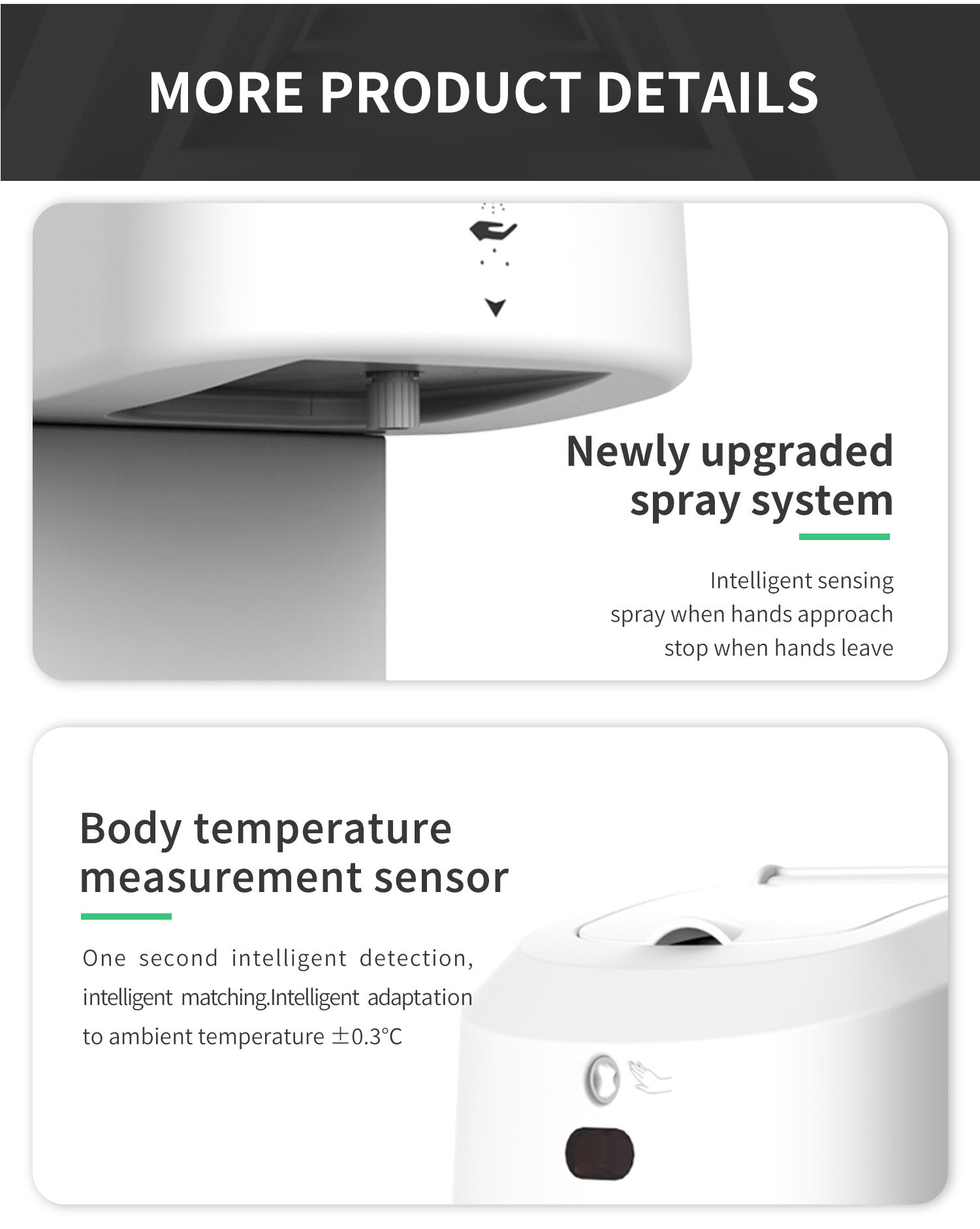 Auto 1300ml Contactless Sanitizer Dispenser Stand Temperature Measuring