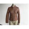 Buy cheap Ladies Soft Camel Pleather Jacket , Gold Polo Collar Pu Jackets For Womens from wholesalers