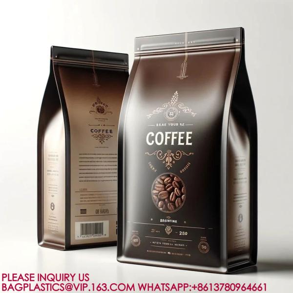 Flat Bottom Pouches, Square Bottom Pouch, Custom Printed Coffee Beans Packaging Bags Plas