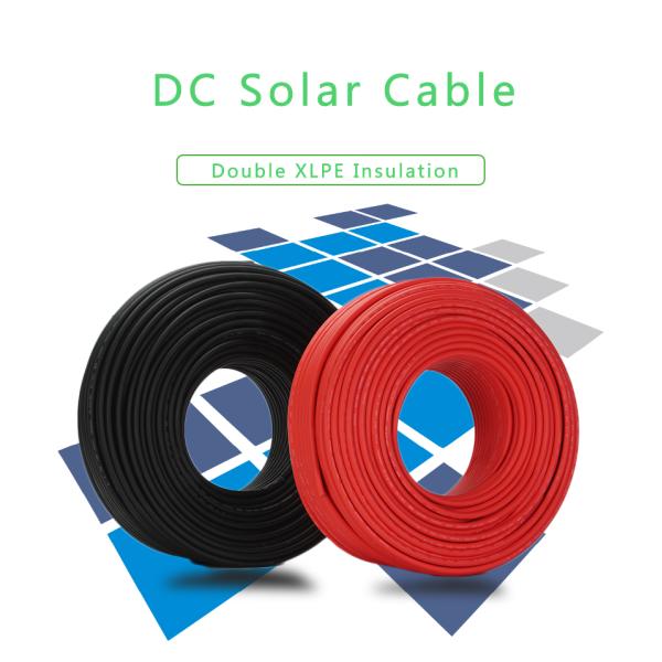 Single Core Pv Dc Cable / Tinned Copper Double XLPE Solar Dc Cable