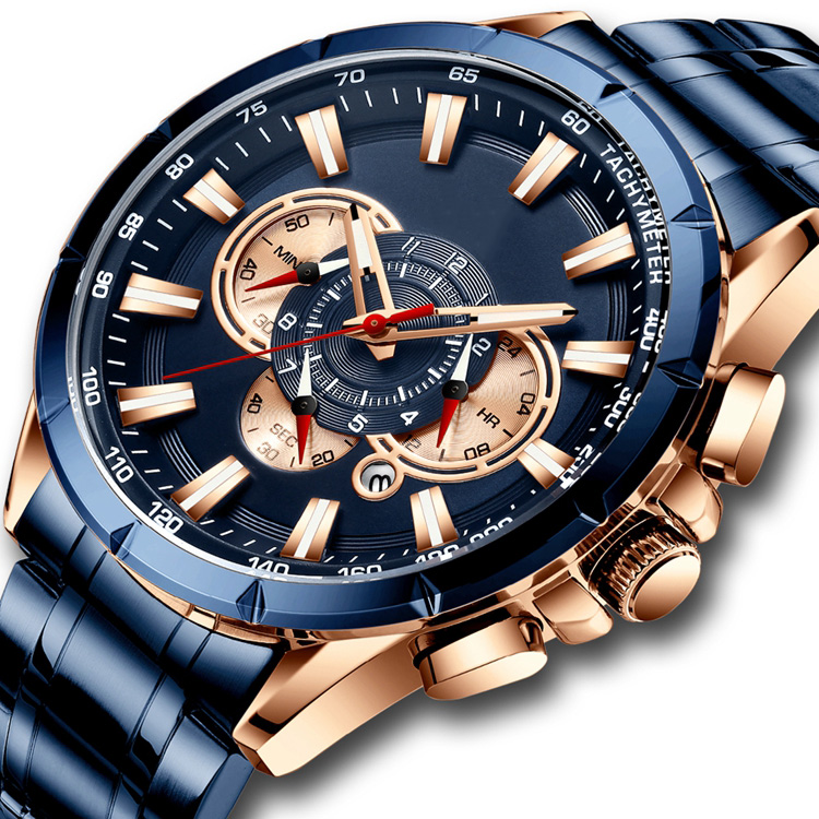 Timepiece 26mm Stainless Steel Quartz Watch 5BAR Automatic Chronograph Watch