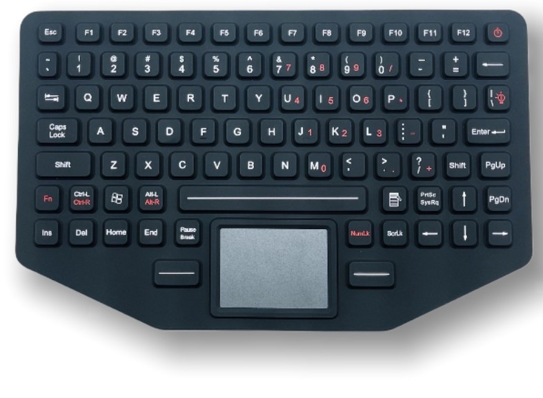 IP67 Industrial Silicon Rubber Backlit Keyboard waterproof Dustproof Mini Keyboard With Touchpad Front Panel Mounted -40℃