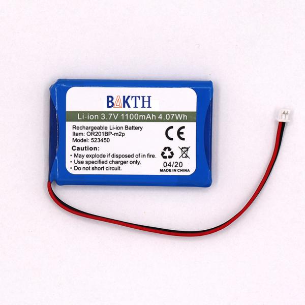 523450 3.7v 1100mah 1s1p Rechargeable Portable Smart Li-ion Battery Pack