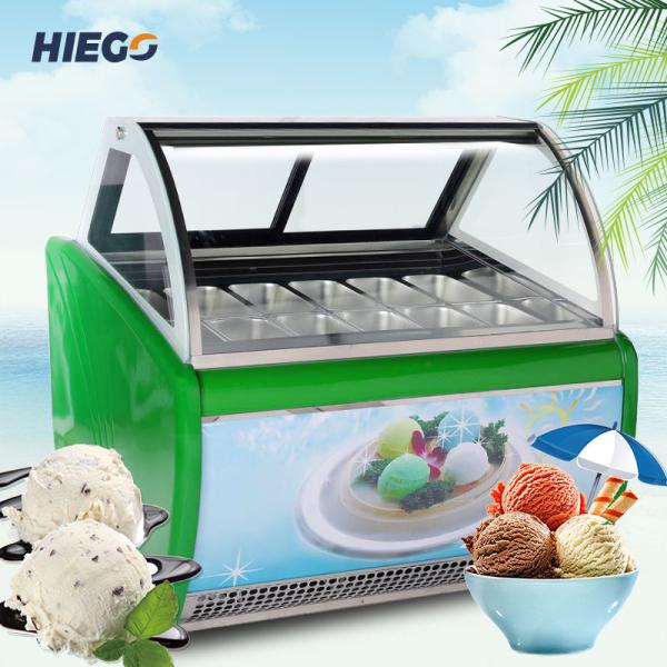 Quality Commercial Countertop Ice Cream Dipping Freezer 16 Pans Gelato Display Case for sale
