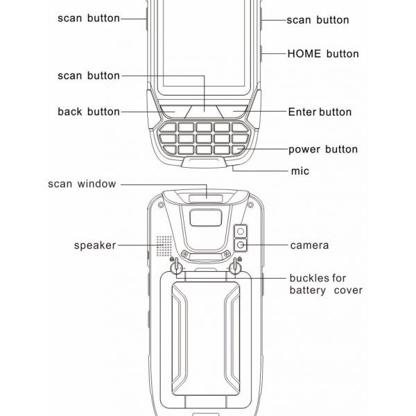 Black Personal Digital Assistant , 2D Barcode Scanner With Wireless Built In Printer