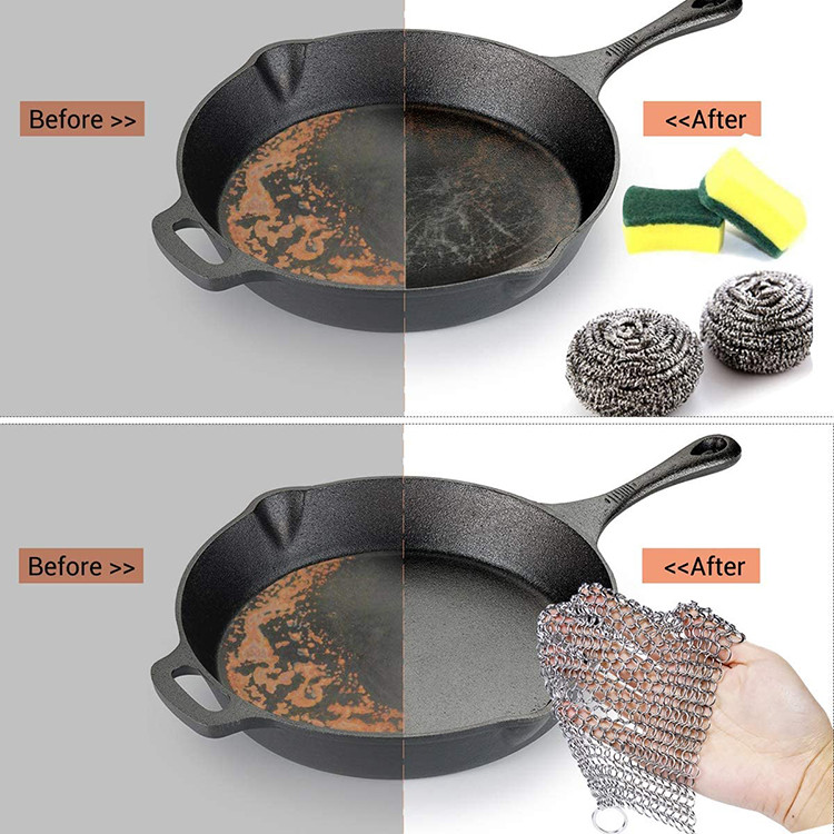 Glass Cup Cleaner Metal Stainless Steel Chain Mail Scrubber Ring Mesh