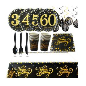 China 50th 60th 70th 80th Gold Disposable Party Tableware wholesale