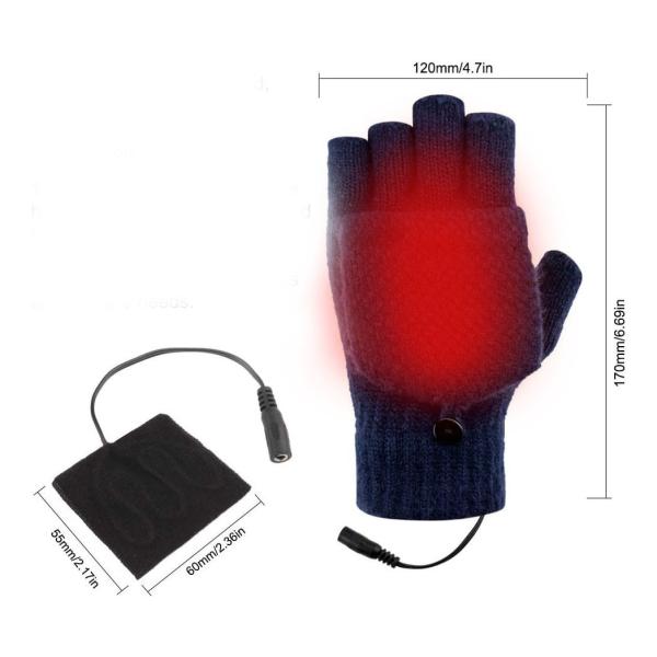 Quality Washable Electric Heated Gloves USB Powered Button Closure Fingerless type for sale
