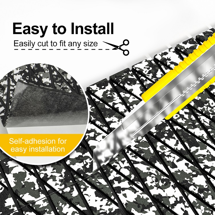 EVA Boat Flooring for Customized Marine Decking in Camouflage Brushed Grooved Design