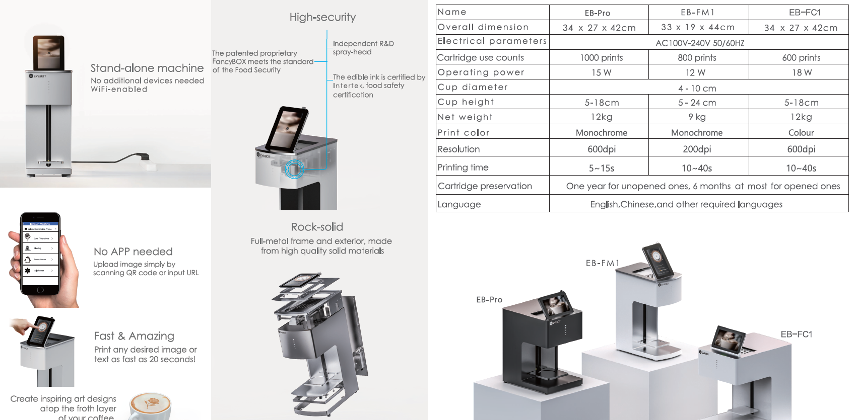 Full Touch Screen Operation Coffee Printing Machine Cookie Printer 220VAC