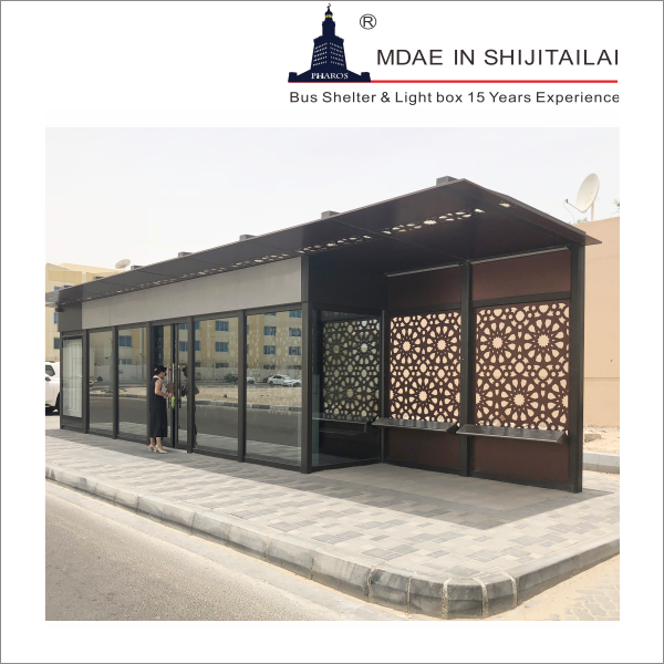 Toughened Glass W1500mm LCD Screen Solar Bus Shelter