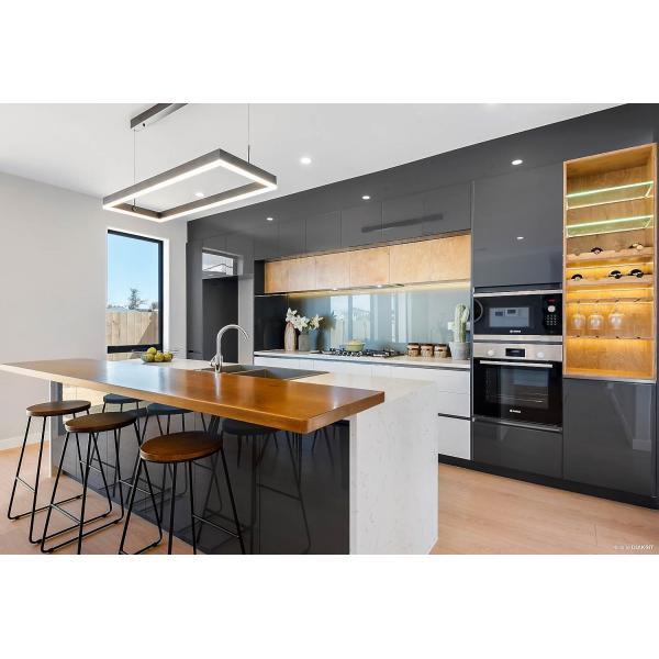 Furniture Lacquer Kitchen Cabinet Black Matt Island Modular Kitchen Design Luxury