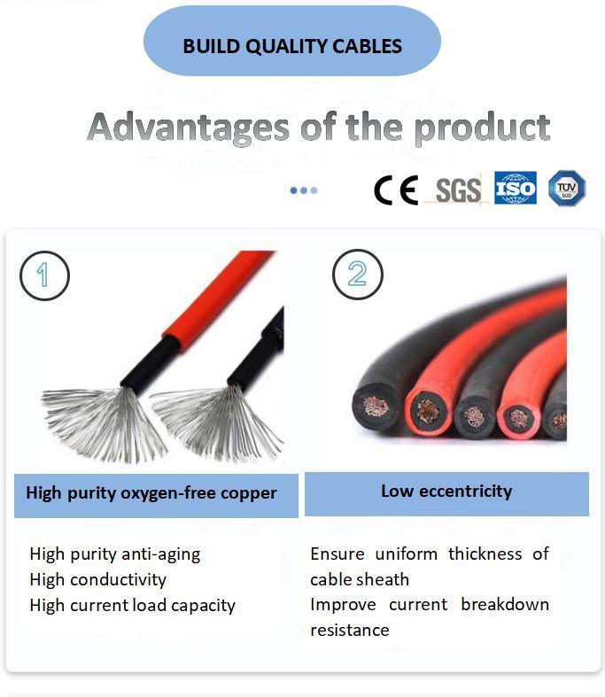 Xlpo Tinned Copper DC Solar PV Cable 1.5mm 2.5mm 4mm 6mm 8mm 10mm 16mm 25mm 35mm Solar Panel Wire