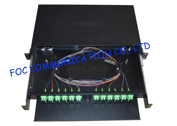 Quality 19" Fiber Optic Patch Panel , SC/APC 24 Port Network Patch Panel for sale