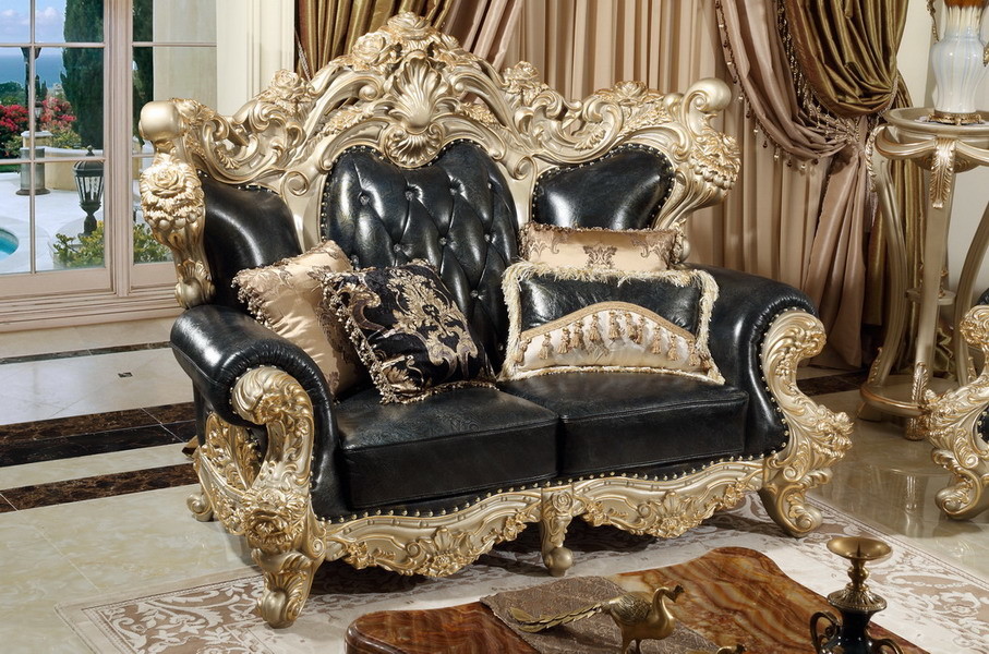 French style Luxury design of Living room Sofa sets 1+2+3 used Beech wood Carving and Import Italy Leather Furniture