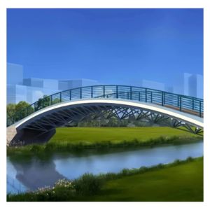 ISO Q345B Prefab Steel Bridge Fabrication Metal Pedestrian Bridge Earthquake