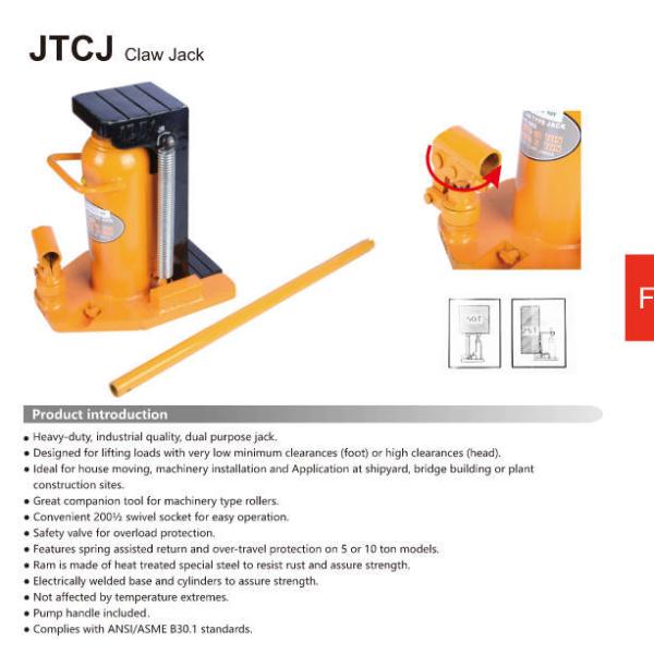 JTCJ Industrial Jack Designed for Low Clearance Lifting and High Clearance Lifting