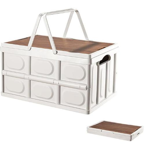 Quality Collapsible storage box with handle and wooden lid, large capacity for sale