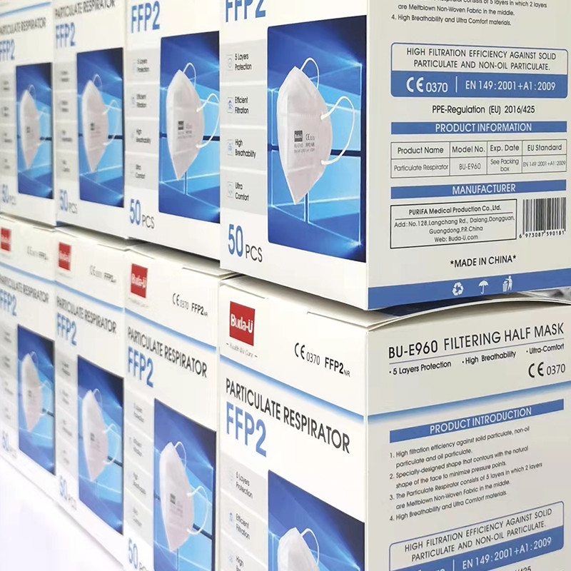 CE 0370 And FDA Disposable Nonwoven Face Mask Particulate Respirator , FFP2 Protective Respirator With Earloops